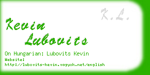 kevin lubovits business card